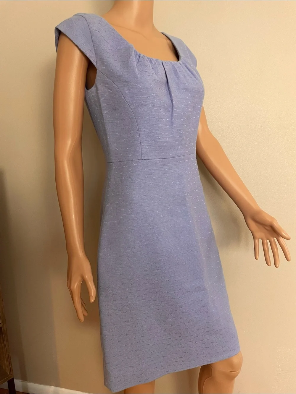 KATE SPADE NEW YORK Blue Lavender GATHERED Scoop Neck CAP Sleeve MIDI DRESS  4